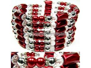 36inch Red Plastic ,Glass,Magnetic Wrap Bracelet Necklace All in One Set